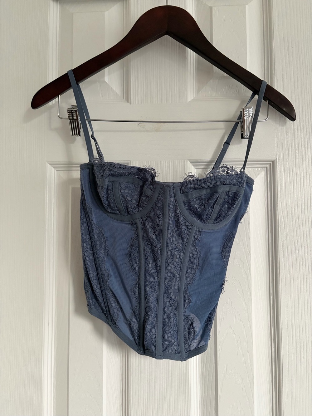 Urban Outfitters Slate Blue Lace Bustier Tank